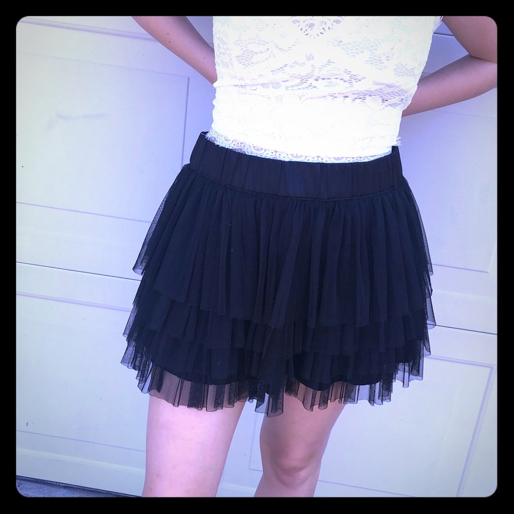 Cute black tule mini skirt.